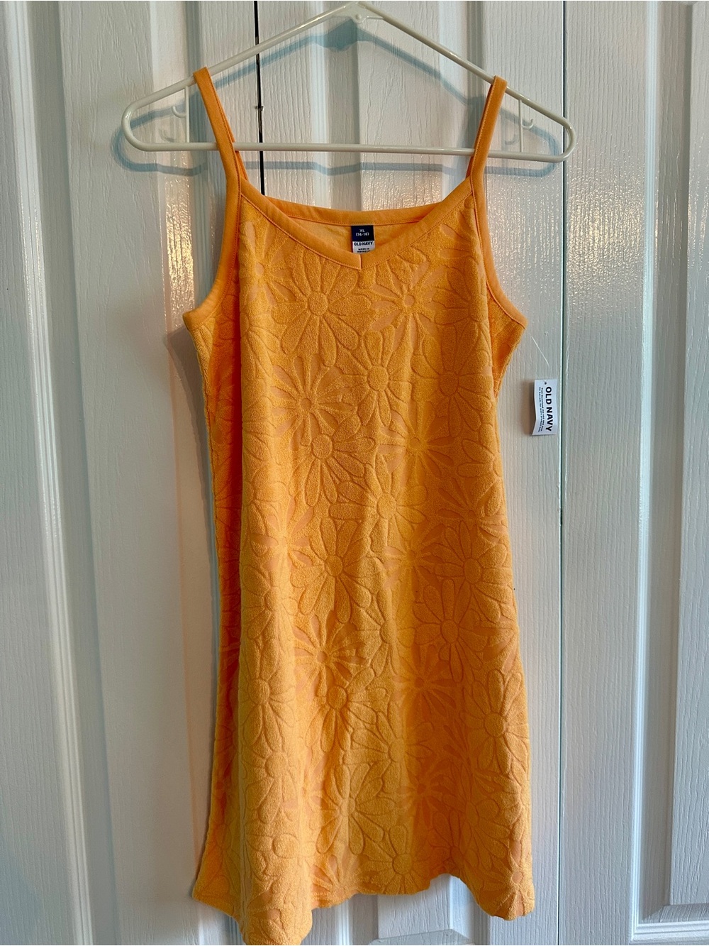 Old Navy Orange Floral Textured Slip Dress